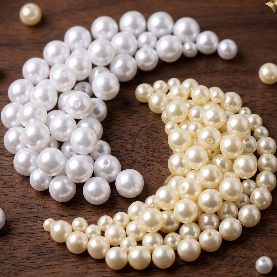 THEDIYLAB [25GRAM] MUTIARA RINGAN GRADE A BROKEN WHITE | MUTIARA LUBANG SINTETIS RINGAN 3mm 4mm 5mm 