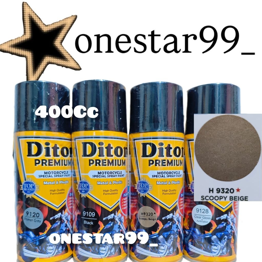 Pilok Pilox Pylox Cat Diton Premium Paket 4 Kaleng Scoopy Beige H 9320 Black 9109 Primer Grey 9120 C