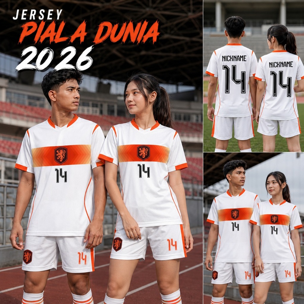 Jersey Timnas Belanda Away Piala Dunia 2026 Premium – Full Printing Dryfit Milano | Nama & Nomor