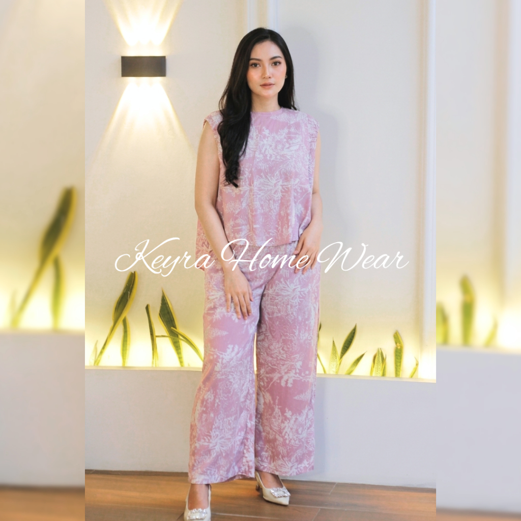 Keyra One Set Kutung Celana Kulot Panjang Rayon Premium Setelan Wanita Celana Panjang Santai Gratis 