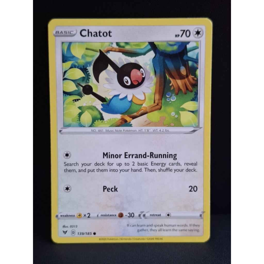 kartu pokemon original common chatot 139/185