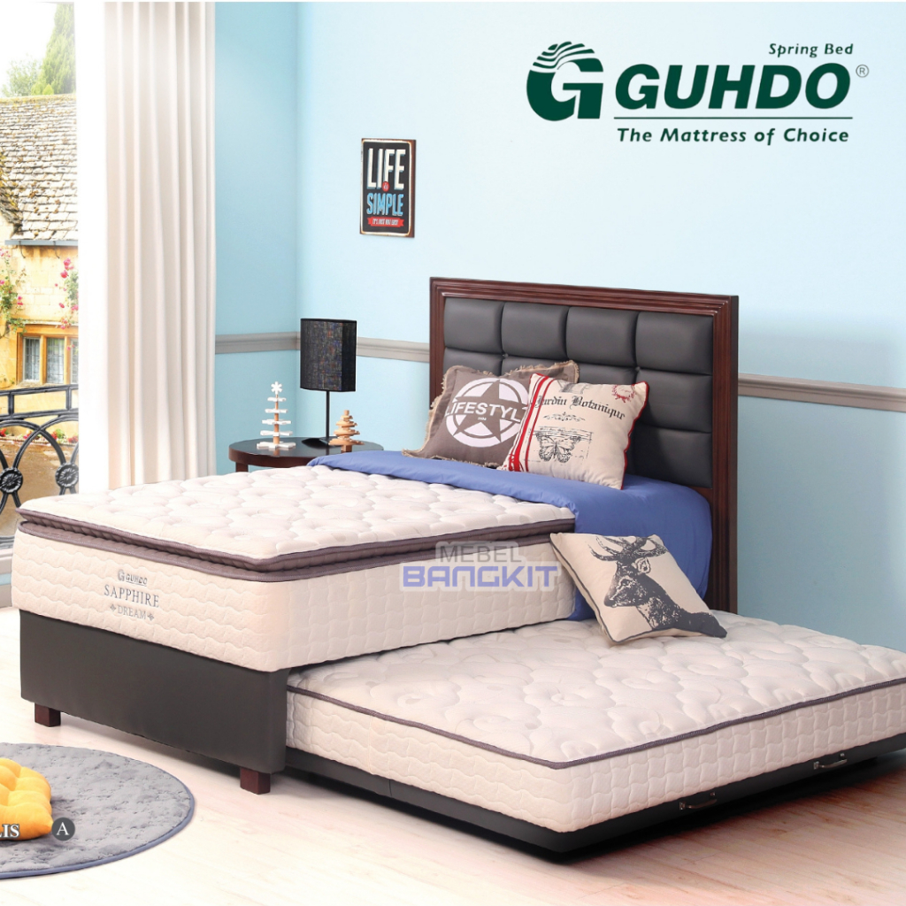 Guhdo 2in1 Springbed Sapphire Dream Pillow Top Medium Firm SET spring bed sorong anak 2 in 1 tingkat