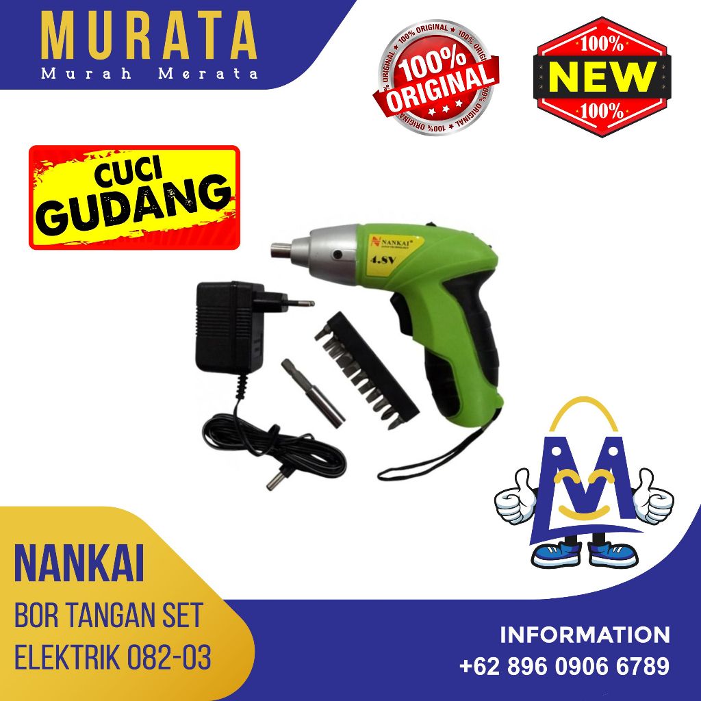 Nankai - Mesin Bor Baterai Cordless Drill Elektrik Cas Set Art 082 03