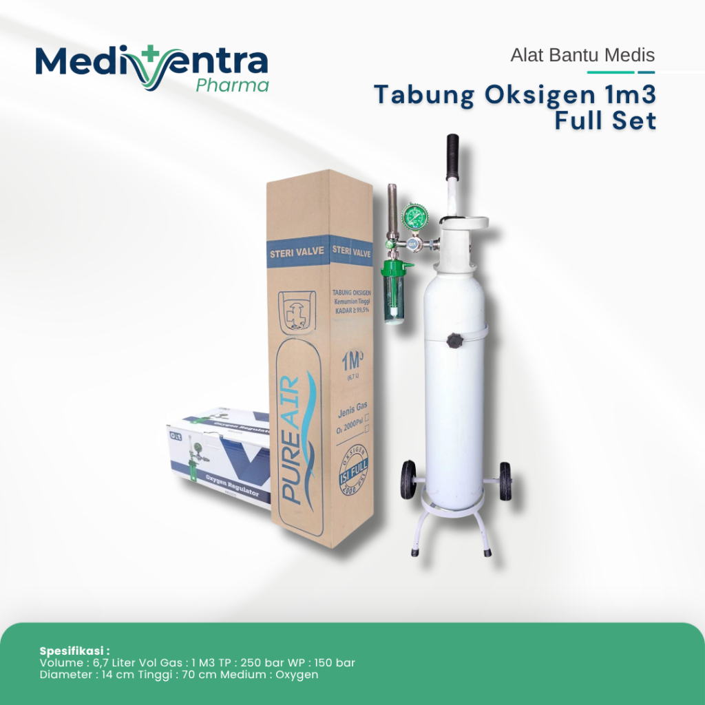 3in1 Tabung Oksigen Set 1m3 - Tabung Oksigen Lengkap 1m3