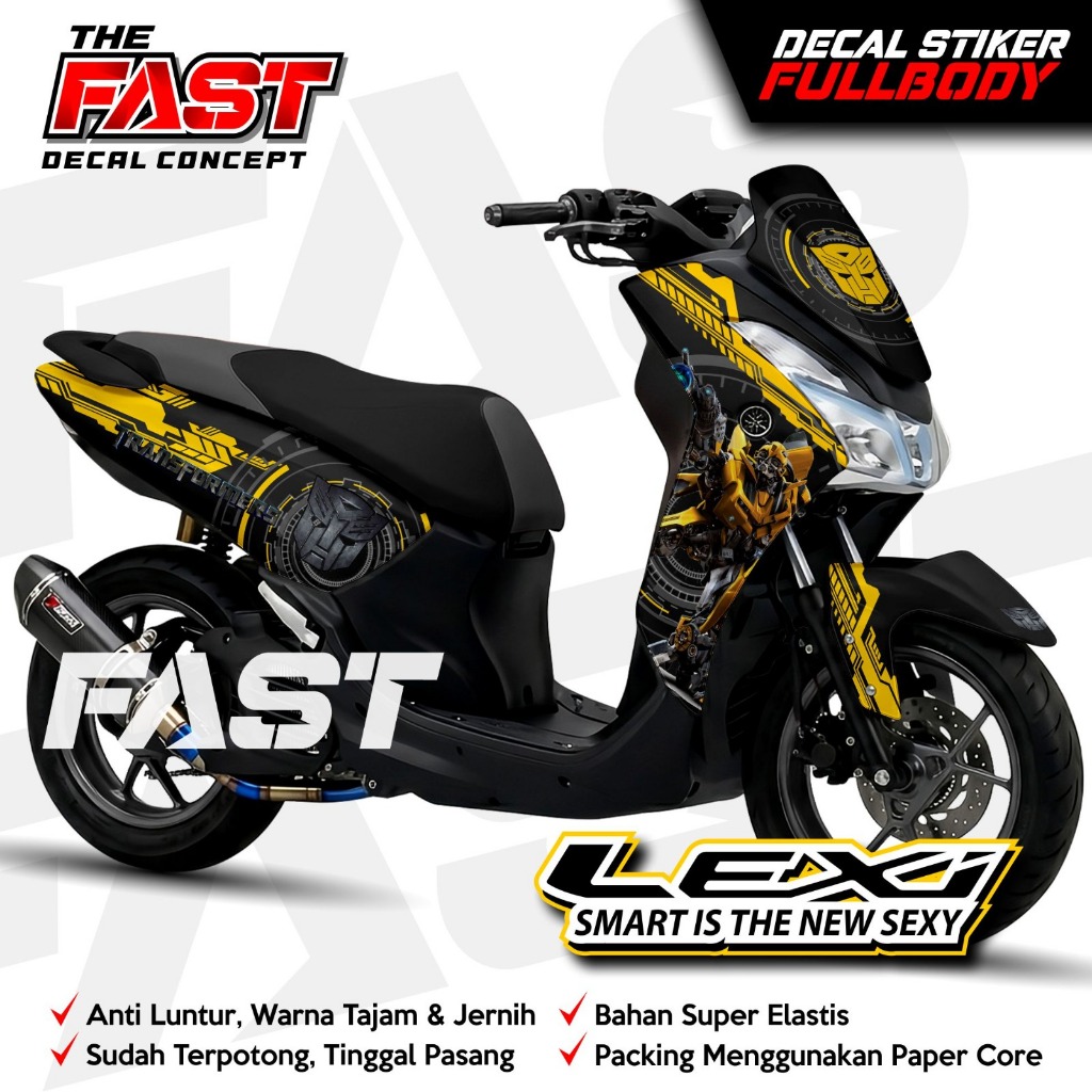TERBARU Decal Stripping YAMAHA Lexi Full Body Stiker Motor Yamaha Lexi MOTIF RACING Full Body Decal 