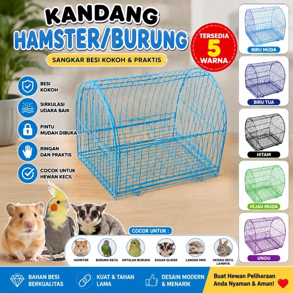 Kandang Hamster Besi Mini Sangkar Burung Untulan Kawat 5 Warna