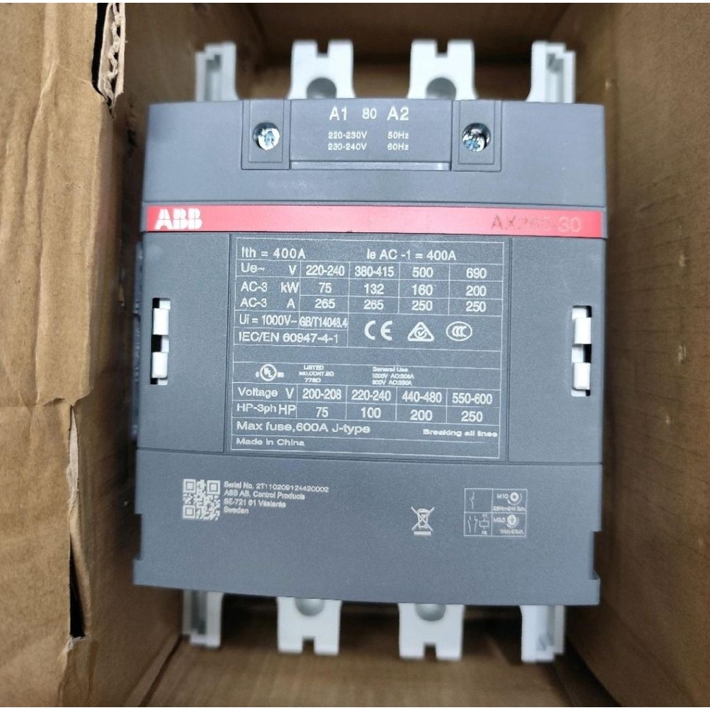 KONTAKTOR/CONTACTOR ABB AX260-30-11-80 220V 400A ORIGINAL