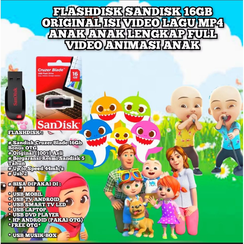 FLASHDISK VIDEO LAGU ANAK ANAK MP4 FULL VIDEO MUSIK 16GB-FLASHDISK FULL VIDEO MUSIK-FLASHDISK ISI LA