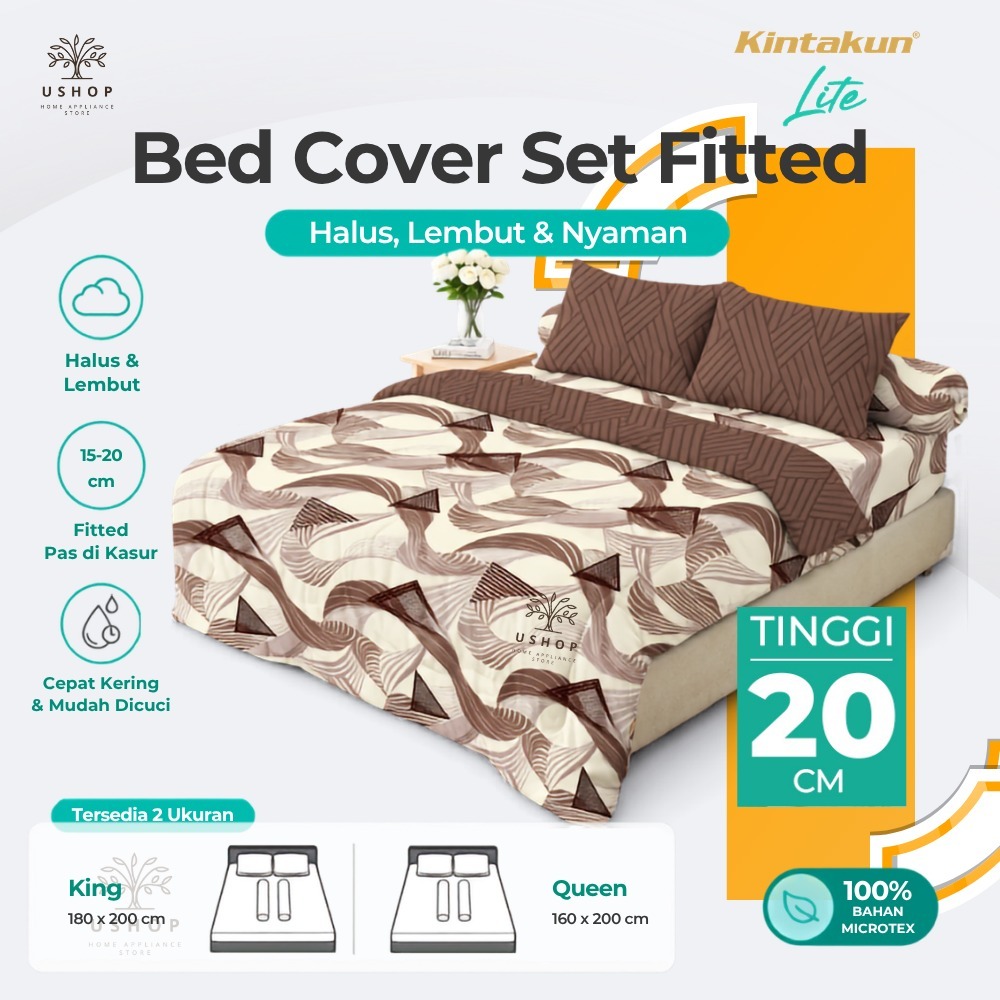 Set Bedcover Kintakun Lite 180x200 / 160x200 Tinggi 20 Cm Microtex Best Motif King Queen Size USHOP