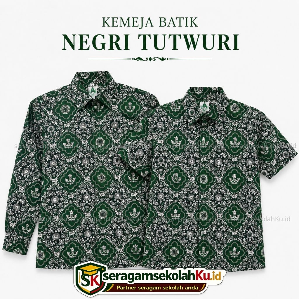 Seragam Batik Tutwuri Handayani Hijau Sekolah SD Negri Kemeja Batik Nasional