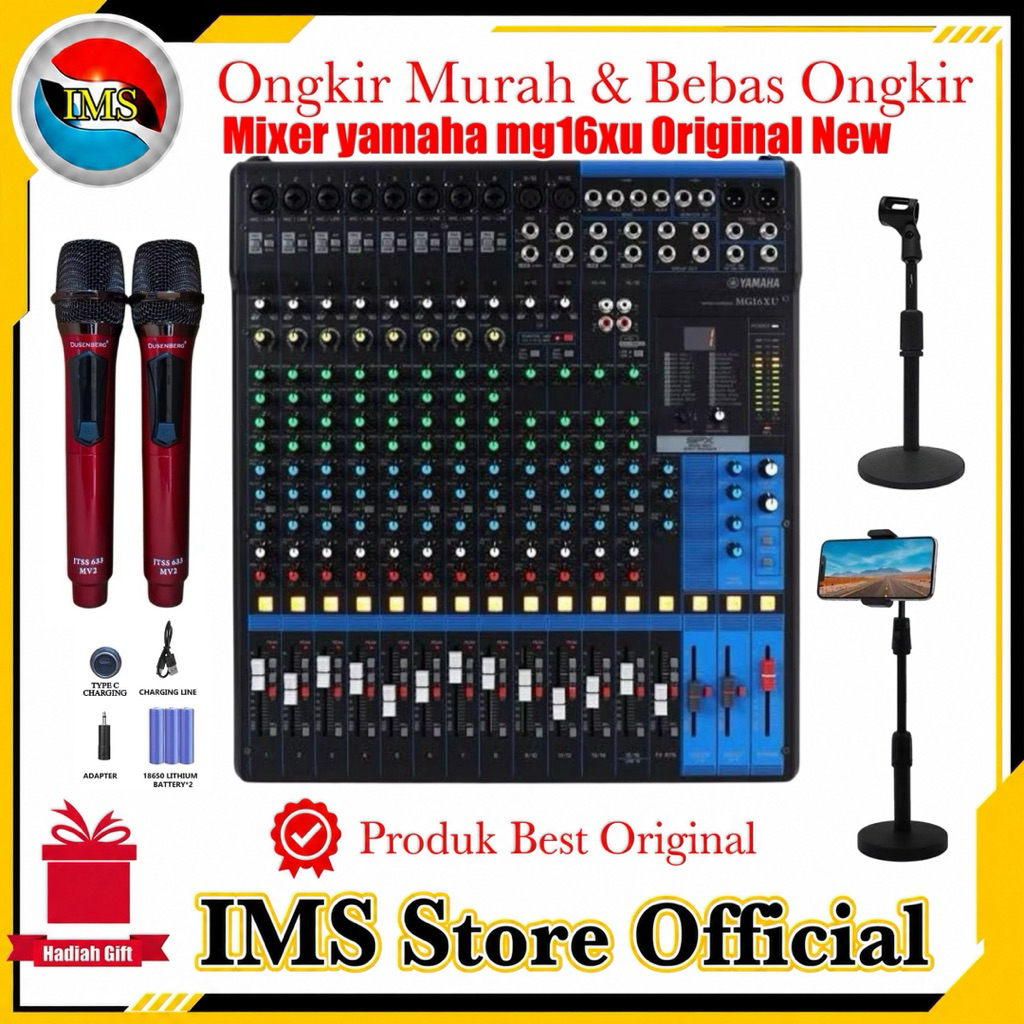 Mixer Mixing audio Yamaha Mg16xu New Original impor free mic wireless