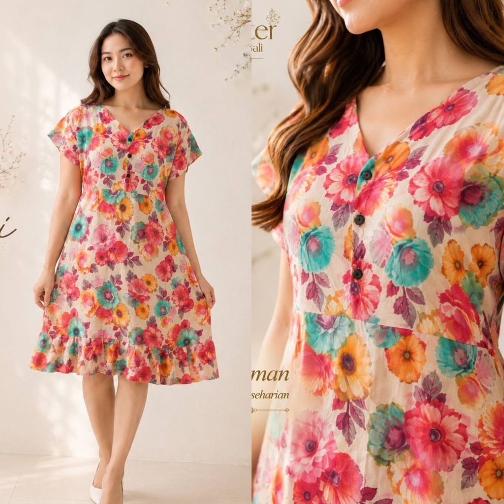 Daster Bali Mahalini Rayon Premium/Daster Mahalini pendek/Daster busui