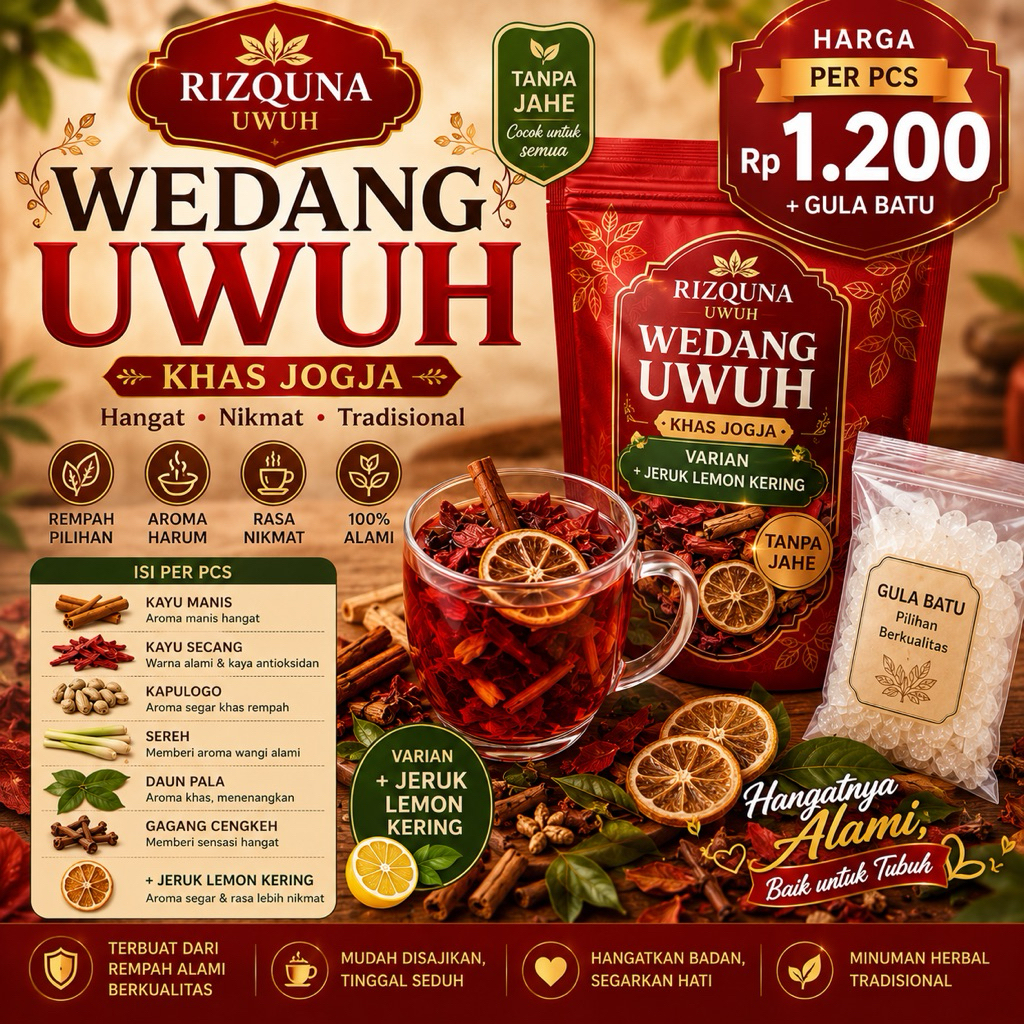 PROMO MURAH wedang uwuh rempah rempah + EXTRA JERUK LEMON tanpa jahe