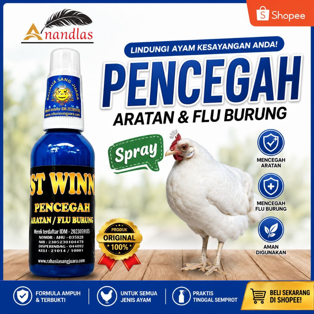 Pencegah Aratan / Flu Burung Ayam Spray 100ml Obat Ayam Sakit Menular Aratan