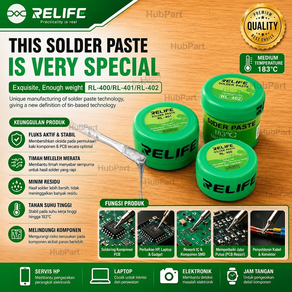 Timah Cair Pasta RELIFE RL-400 20G Solder Paste 183C Original Servis HP