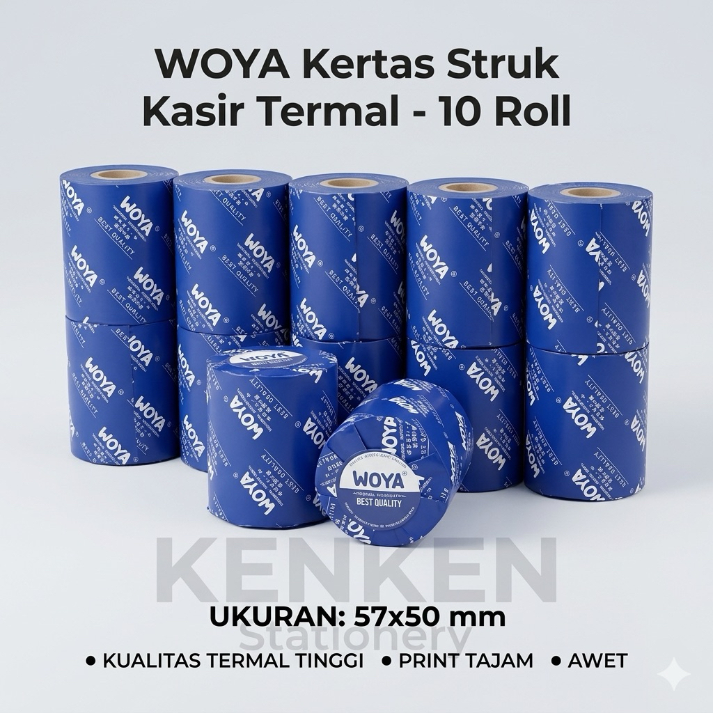 ( 10 Roll ) WOYA - Kertas Struk Kasir 57x50 / Paper Roll Termal Thermal Printer Cash Register