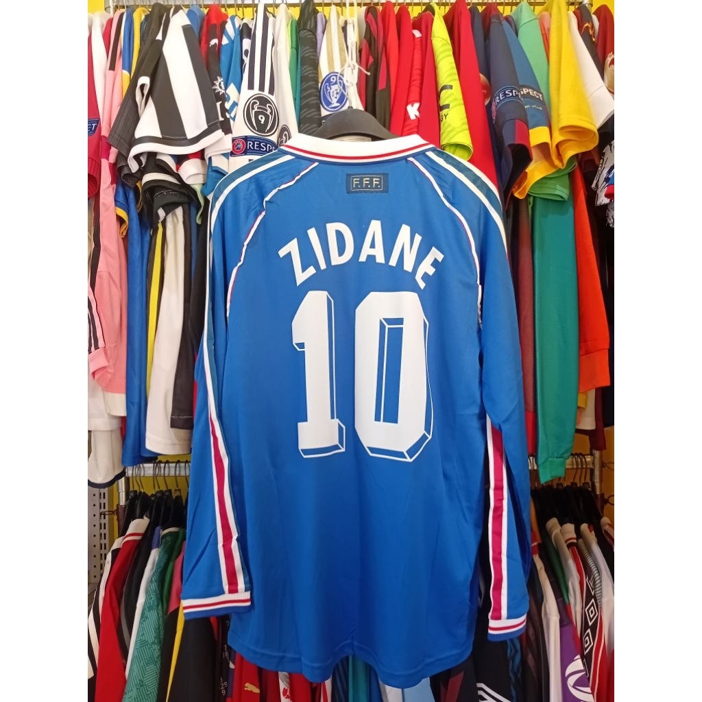 [NAMESET VELVET] Jersey Bola Retro GO France Prancis 1998 Home ZIDANE 10