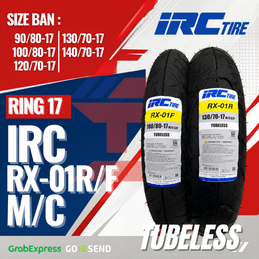 Ban IRC RX-01 Ring 17 Tubeless Untuk Motor Vixion, Byson, Jupiter MX dll