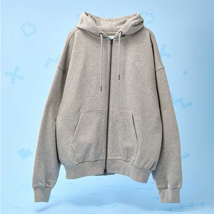 [READY] PLAVE MMMM BABY ROOM HOODIE ZIP-UP MELANGE GRAY MEYMU MOI MIIMU MUHMO MEOWMI PLUSH DOLL T-SH