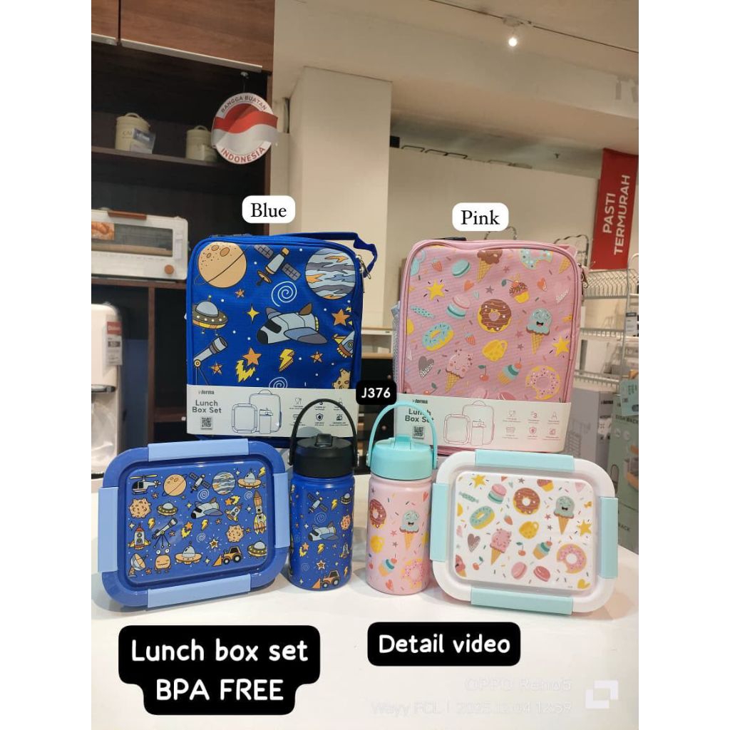 Appetite savy kotak makan dengan botol minum tas thermal set 3pcs/lunch box informa