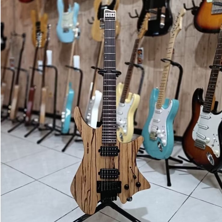 Gitar Elektrik Headless Exotic Top (No Brand) Tremolo Updown System Electric Guitar
