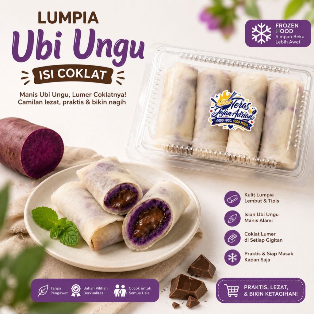 Lumpia Ubi Ungu Rasa Coklat Frozen Food
