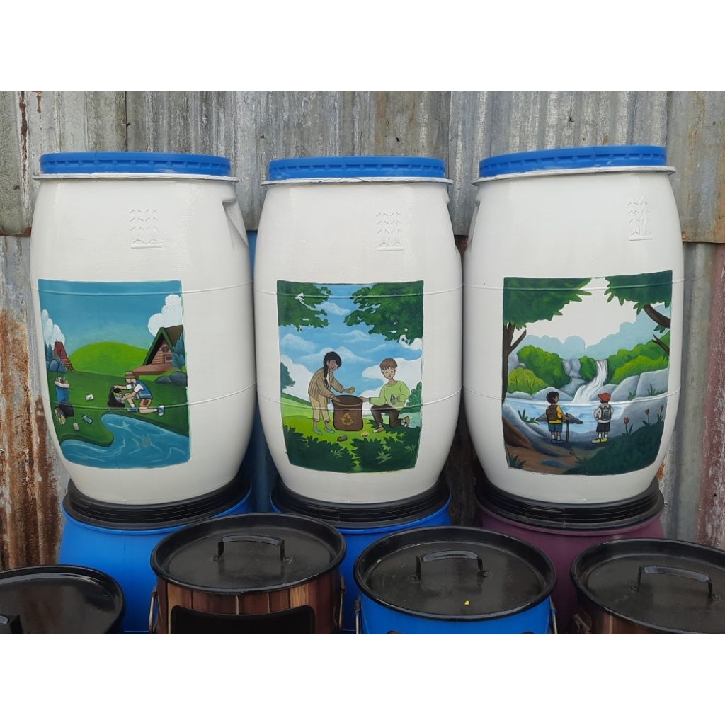 Tong Sampah Plastik / Tong Sampah Costum / Tong sampah Lukis