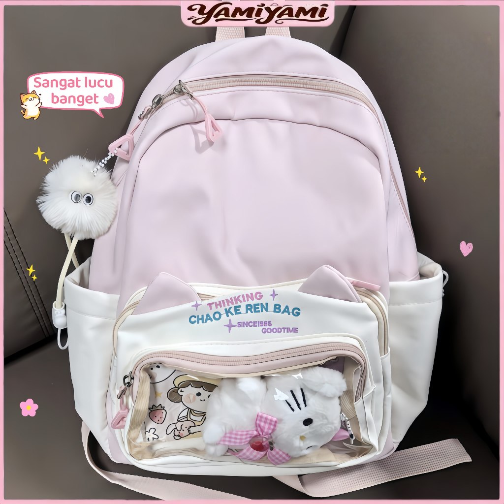 COD Tas Sekolah Lucu Korean Style/Tas Ita Transparan Y2k/Backpack Wanita Kapasitas Besar/Ransel Perj