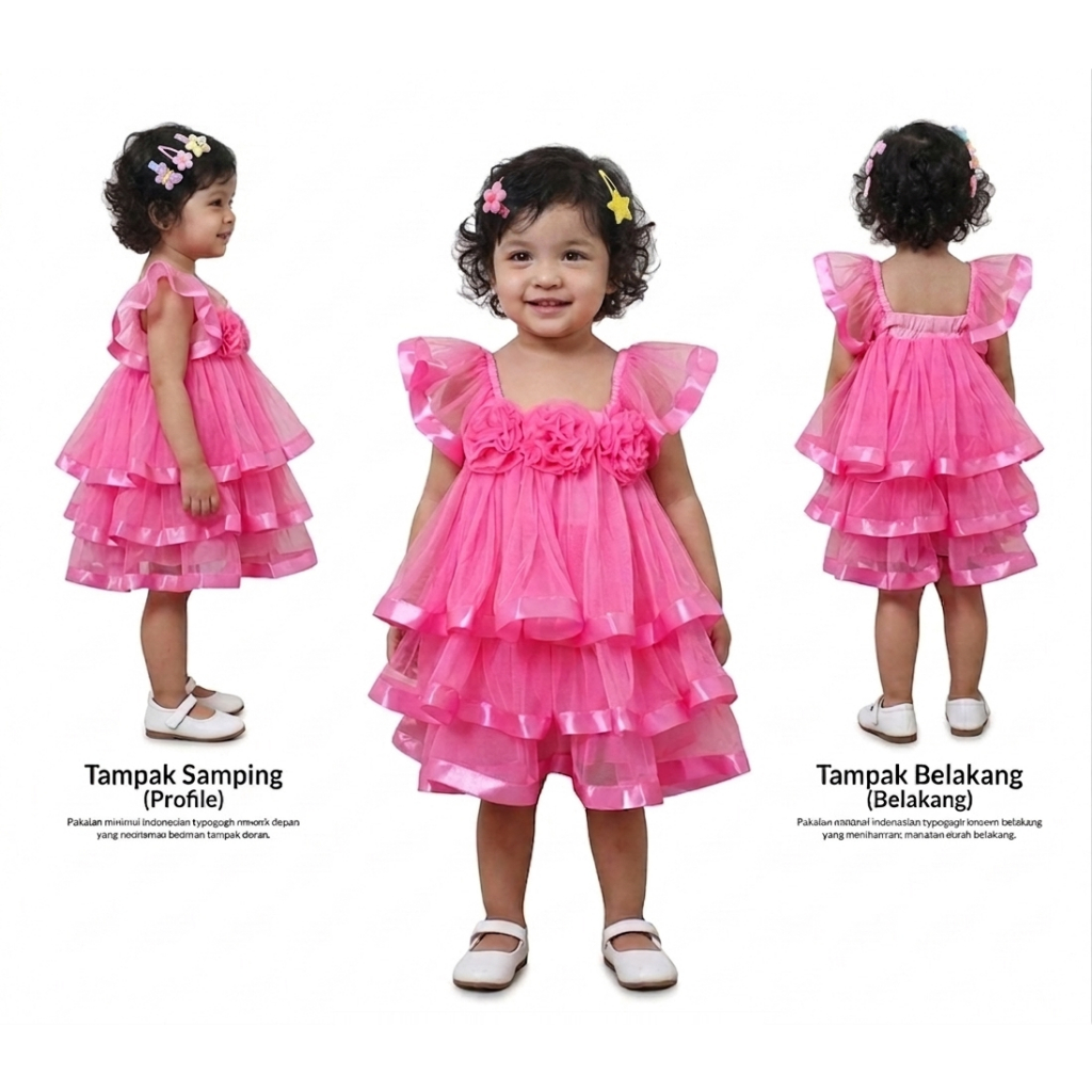 NCR- Dress Anak Perempuan Balita Cewek 3 Tahun Model Tulle Korea Baju Ultah Anak Lucu / DA050 Olla