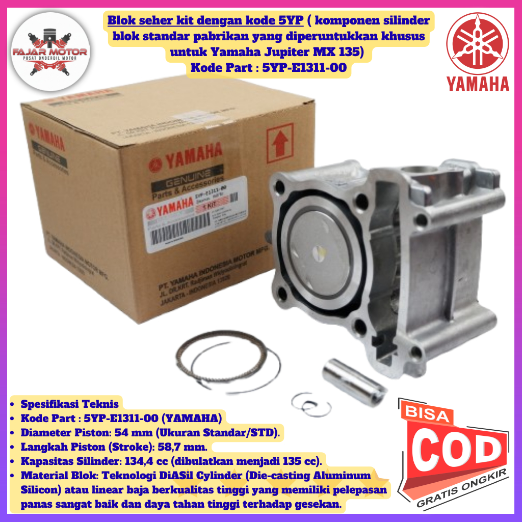 Blok Seher kit Jupiter MX 135 Original - Cylinder Blok Yamaha Jupiter MX Old & New 5YP-E1102-00