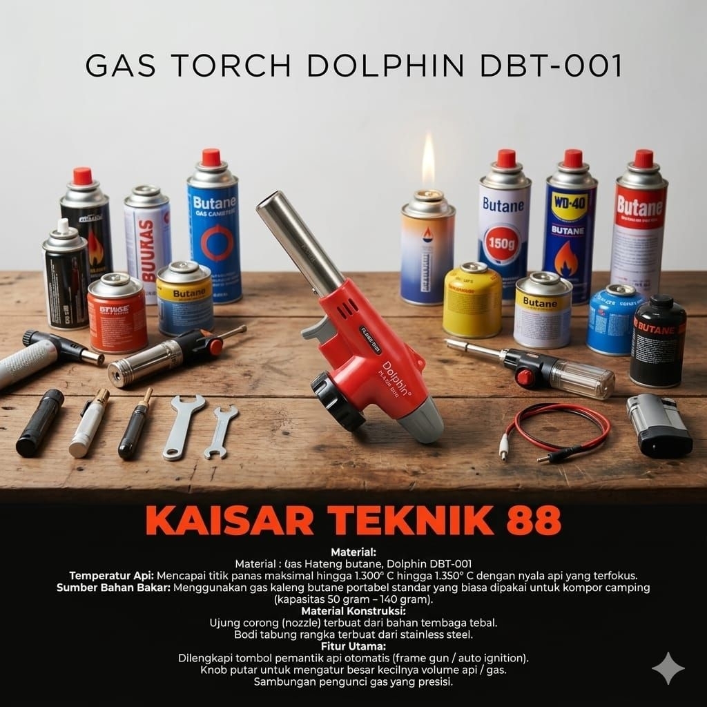 Kepala Gas Torch DBT-001 portable DOLPHIN Alat Bakar Korek Pemantik Api