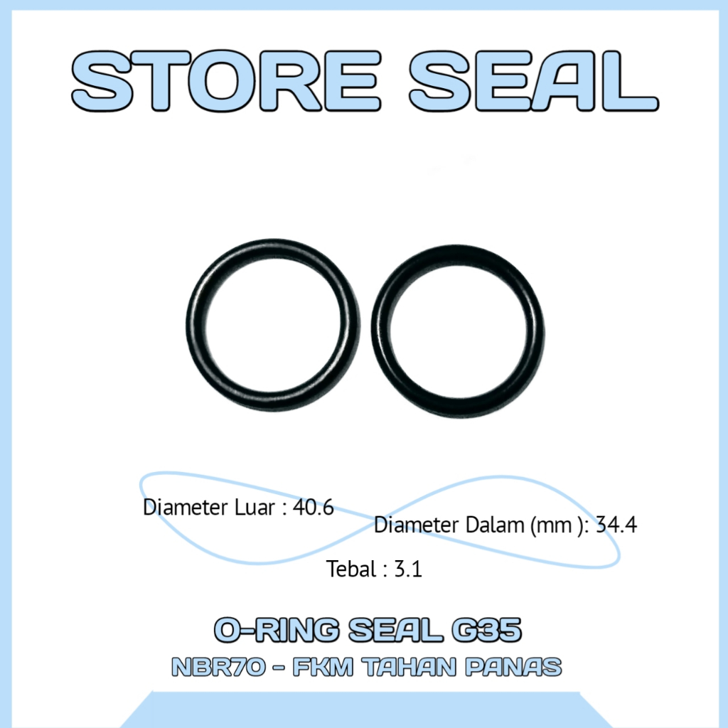 ORING SEAL G35 G35 ID40.6 X 34.4MM NBR70 NBR90 FKM TAHAN PANAS SILIKON