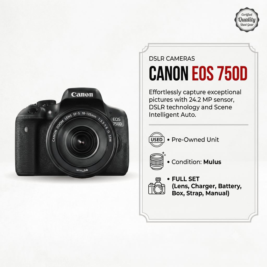 Kamera DSLR Canon EOS 750D Kit 18-55mm Fullset Second Mulus Jarang Pakai