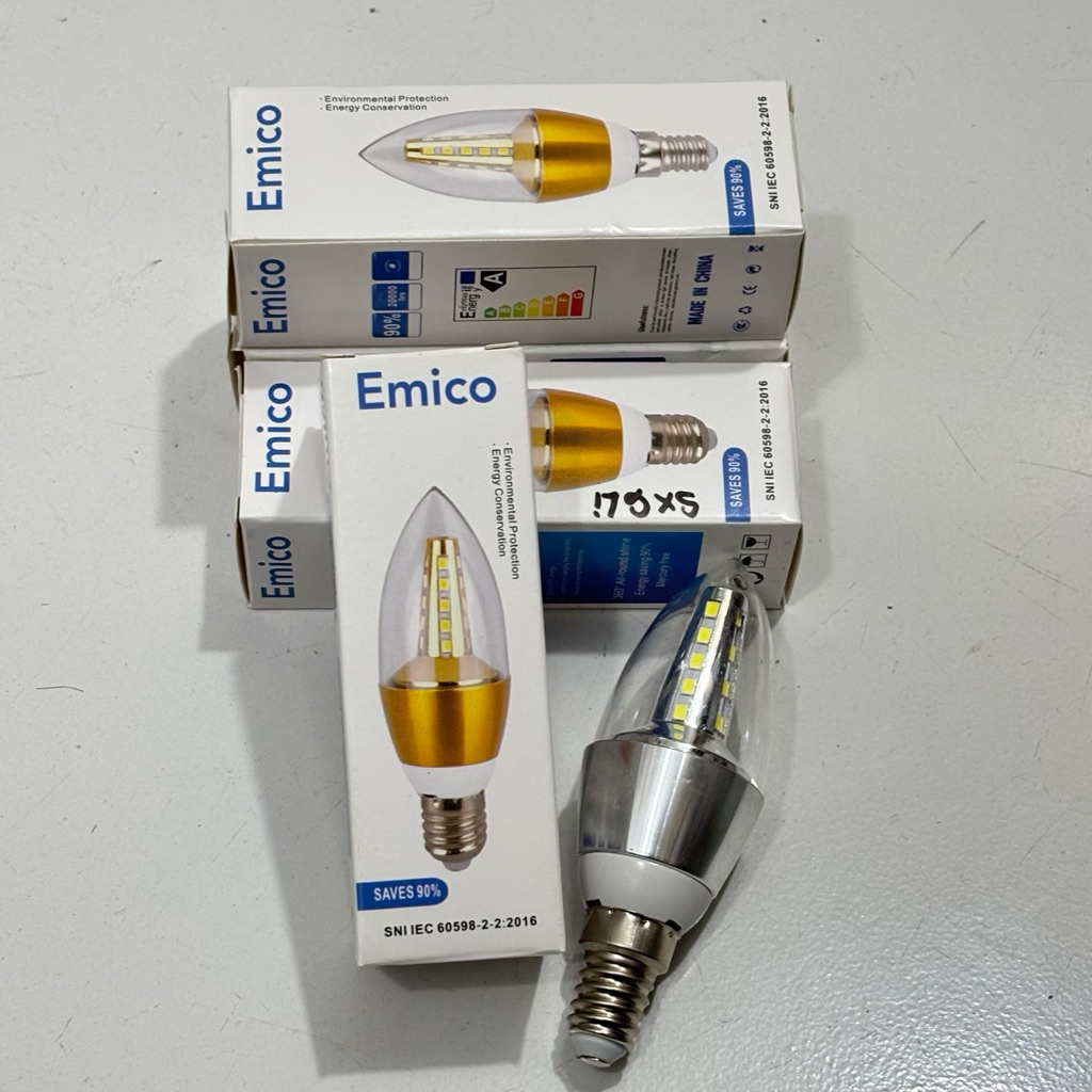 Lampu Candle Led Lampu 5 watt Drat E27 dan E14- Putih