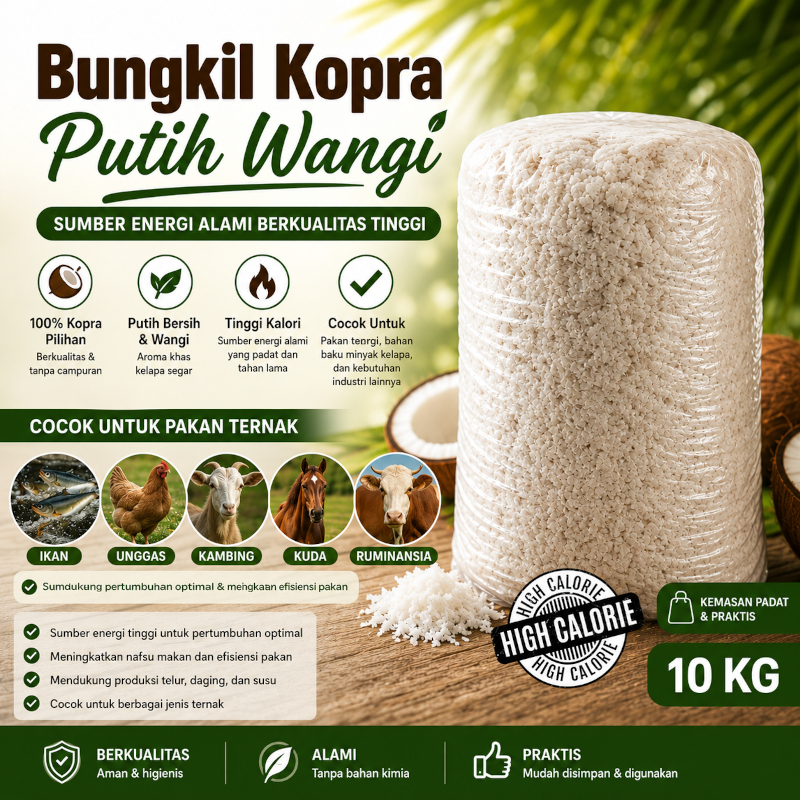100 Kg Bungkil kelapa wangi untuk pakan semua ternak unggulan - Unggas Ruminansia Ikan kambing kuda