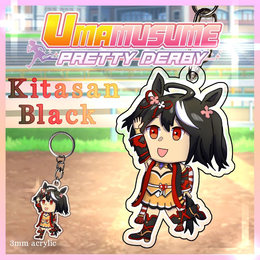 Umamusume Kitasan Black Chibi Keychain | Gantungan Kunci Anime