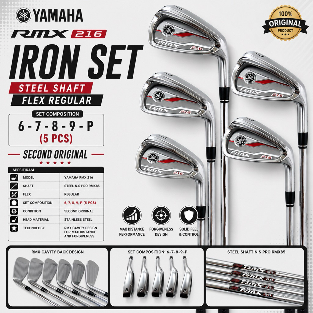 Stick Golf Iron Set Golf Yamaha RMX 216 Shaft Steel Flek Reguler Second Original