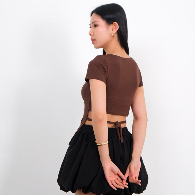 Kami Wear - Viora Top | Atasan Wanita Back Tie |Crop Top Wanita Lengan Pendek Slim Fit Back Tie