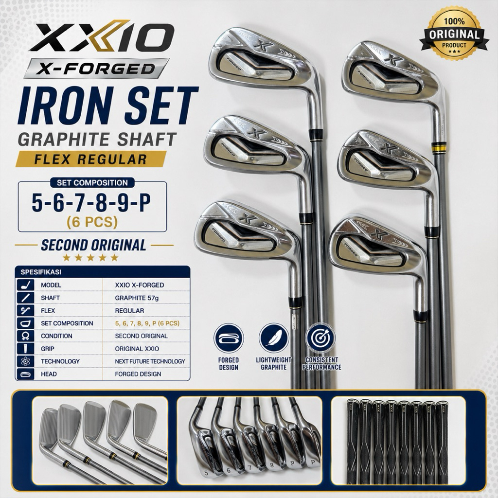 Stick Golf Iron Set Golf XXIO X-Forged Shaft Graphite Flek Reguler Second Original