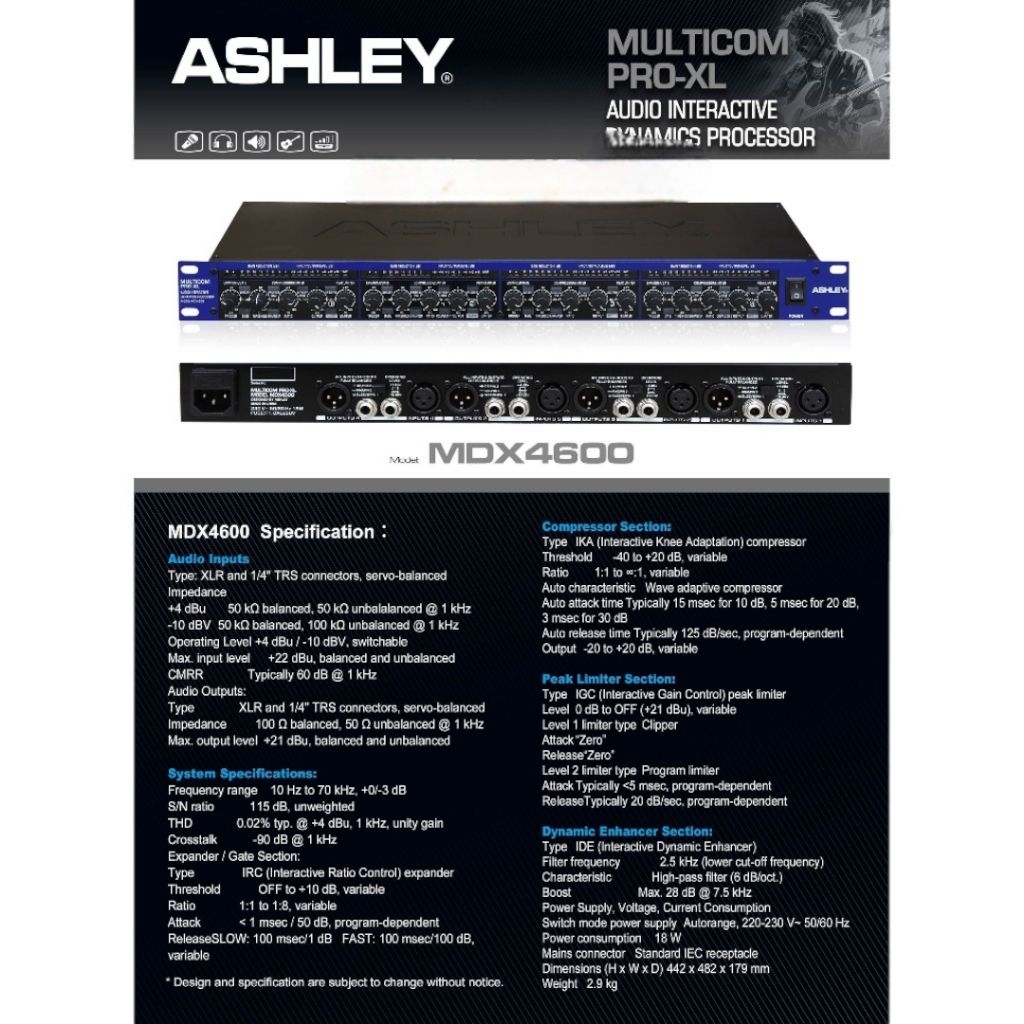 ASHLEY CX3400 CROSSOVER AKTIF PROFESSIONAL 3 WAY STEREO AUDIO PROCESSOR RACK SOUND SYSTEM BEKAS SEKE