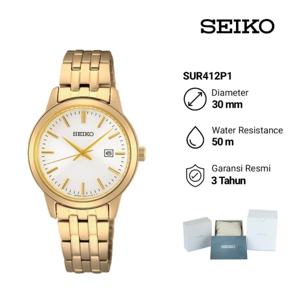 Seiko Classic SUR412P1 Discover More Jam Tangan Wanita Original
