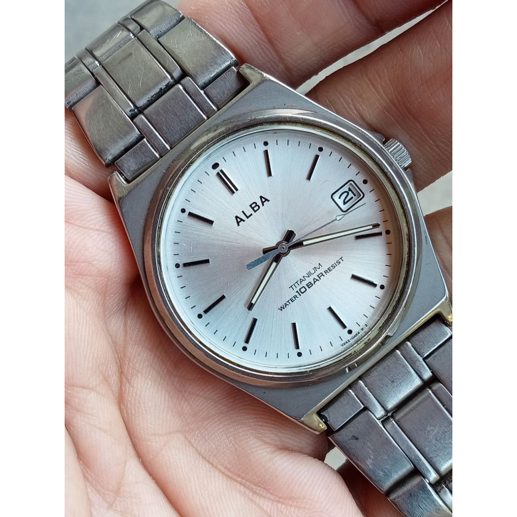 Alba quartz titanium silver dial original