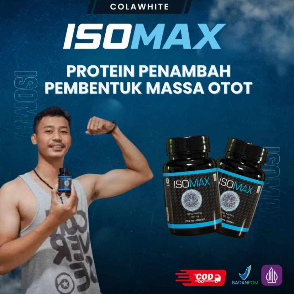 ISOMAX Suplemen Pembentuk Otot Pria Wanita | Kapsul Protein Gym Fitness | Bantu Tambah Massa Otot & 