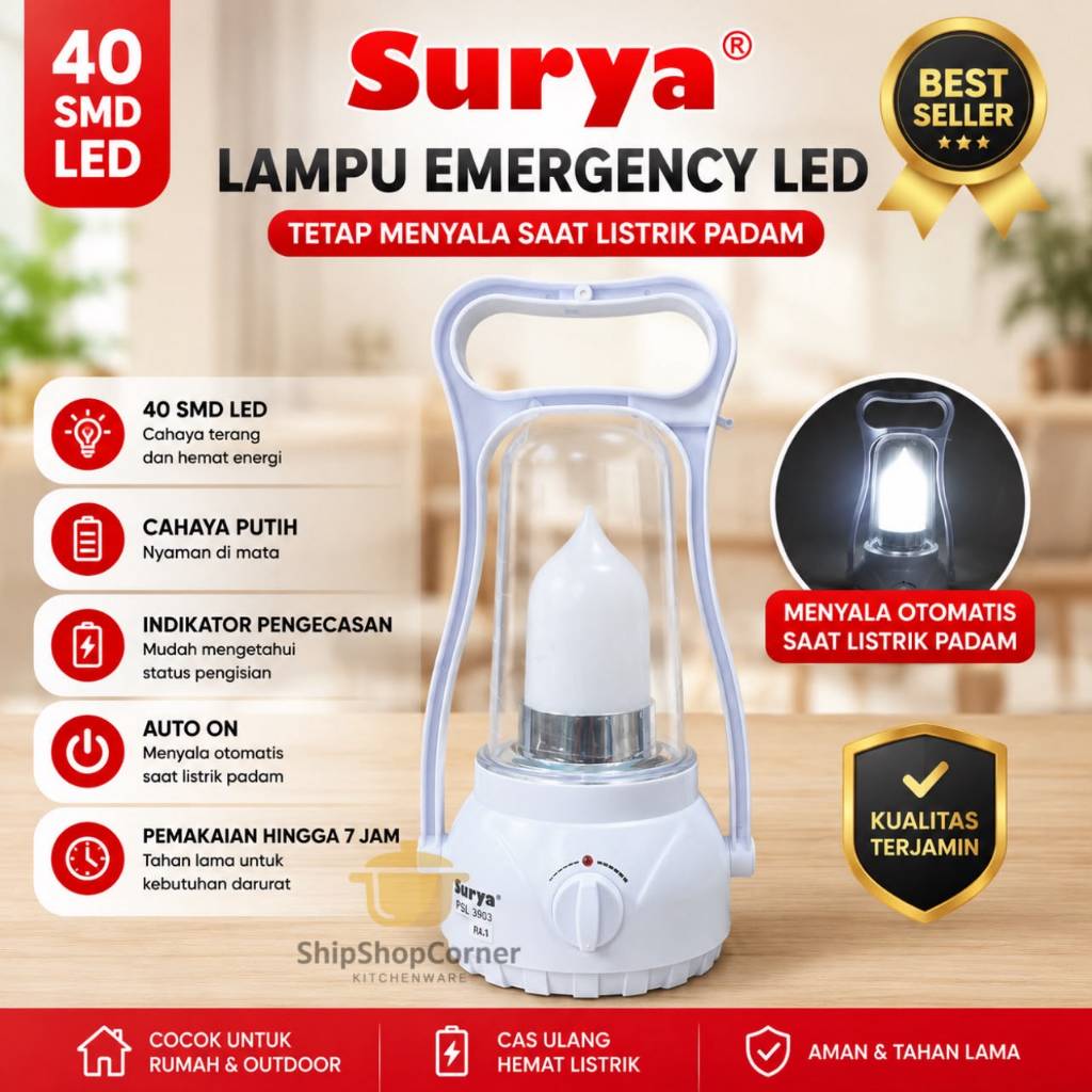 LAMPU EMERGENCY SURYA SHL L3903 Frosted