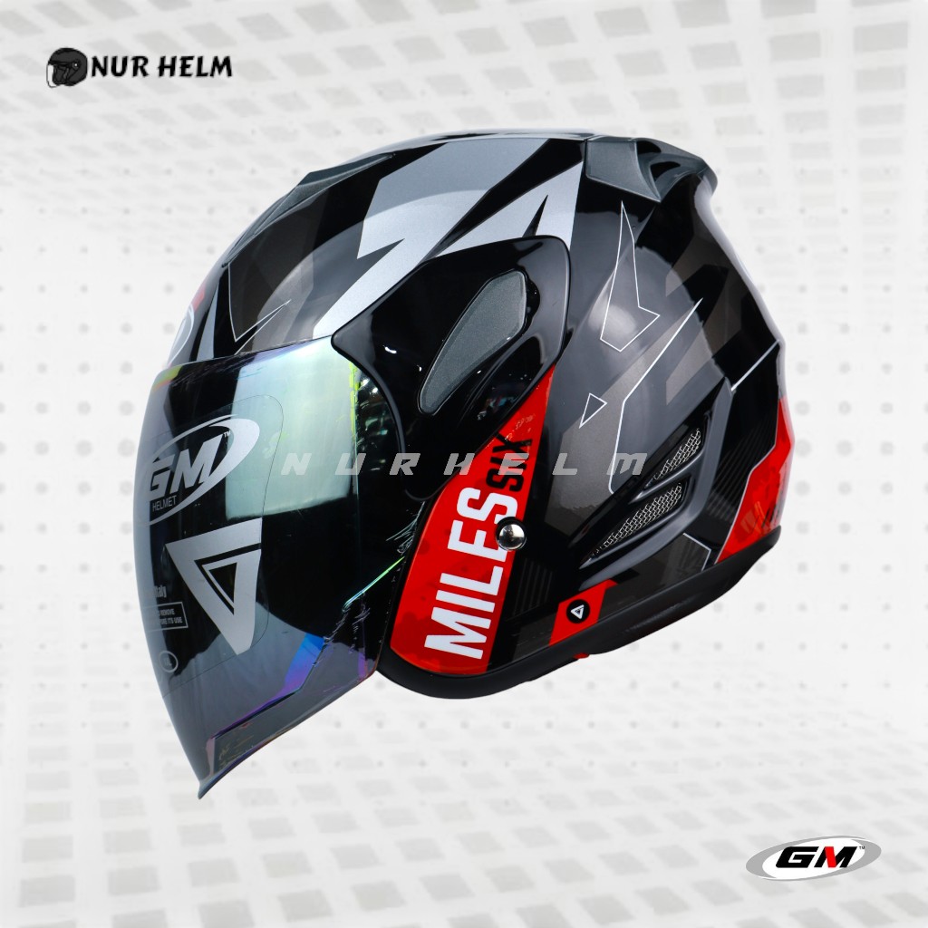 GM Fighter SR Motif Six Miles - Black/Red - Helm Half Face