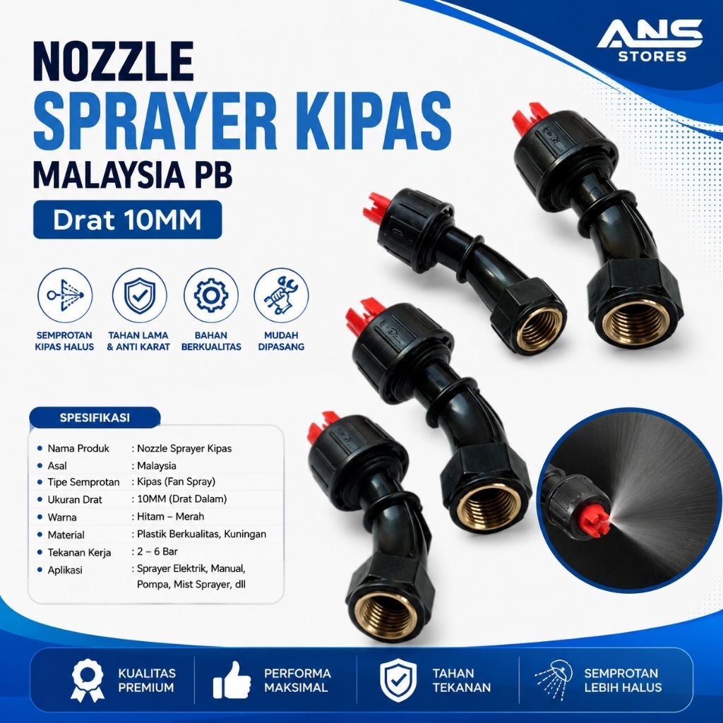 Nozzle Sprayer kipas Malaysia PB Drat 10Mm