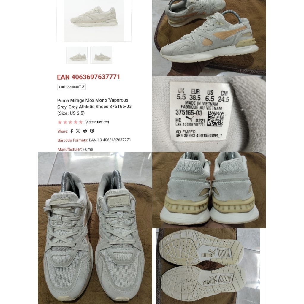 Sepatu Preloved Second Original Puma Mirage Mox Mono Size 38