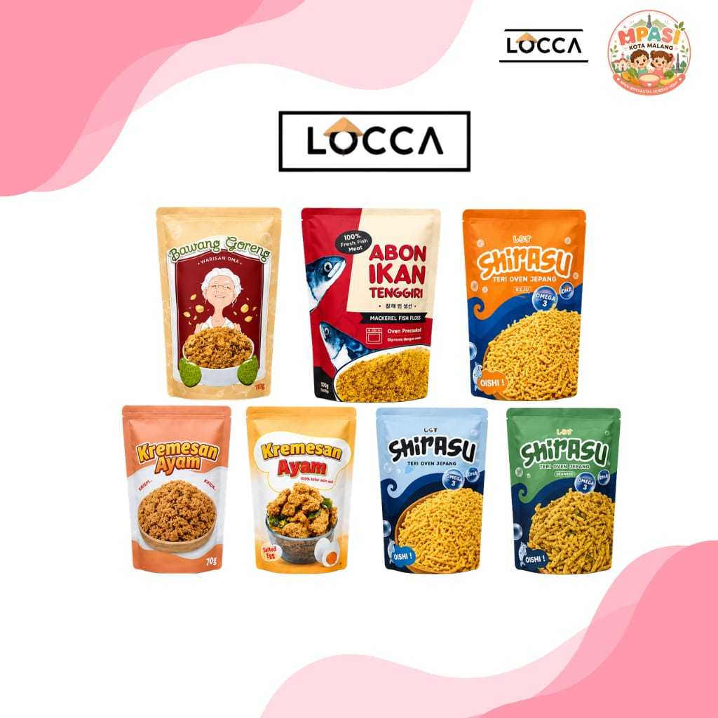 LOCCA SHIRASU IKAN TERI OVEN 80G/TERI KEJU/KREMESAN AYAM/ABON IKAN TENGGIRI/ABON KERAPU/SNACK MPASI 
