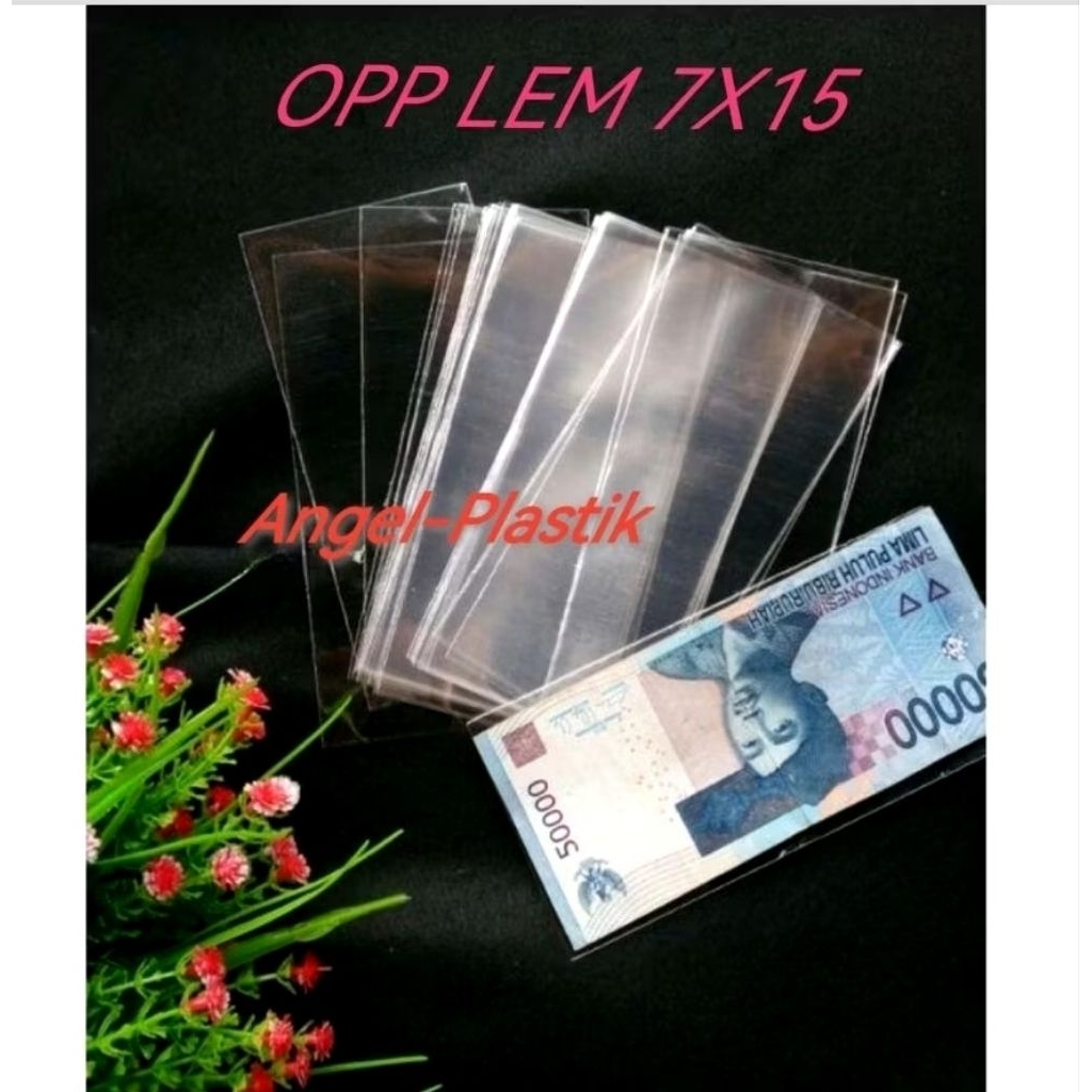 ( 100 pak - 10.000 lembar ) PLASTIK OPP LEM UKURAN 7X 15 CM PLASTIK UANG UNTUK BUKET BUNGA