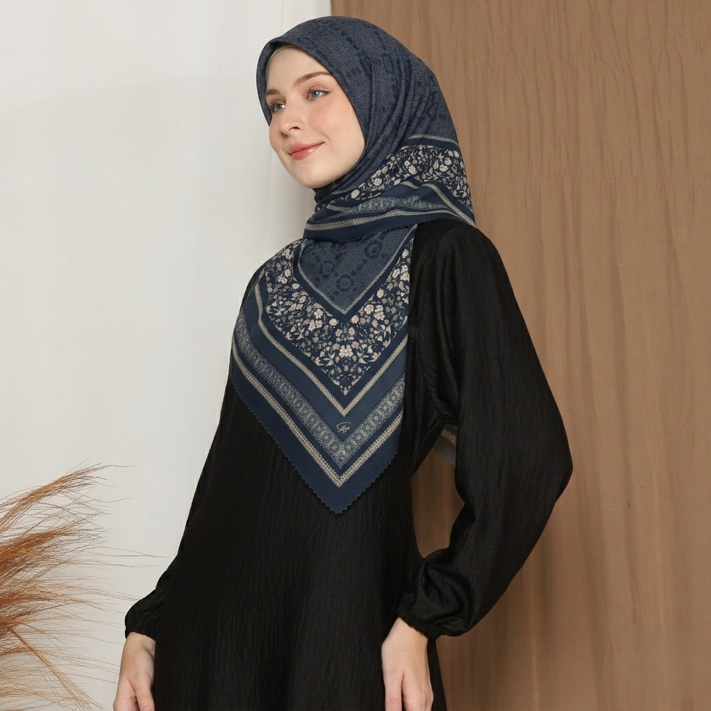 Hijab Segi Empat Voal Premium Dior 115x115 Motif Ameera Exclusive - Scarf Saffiya